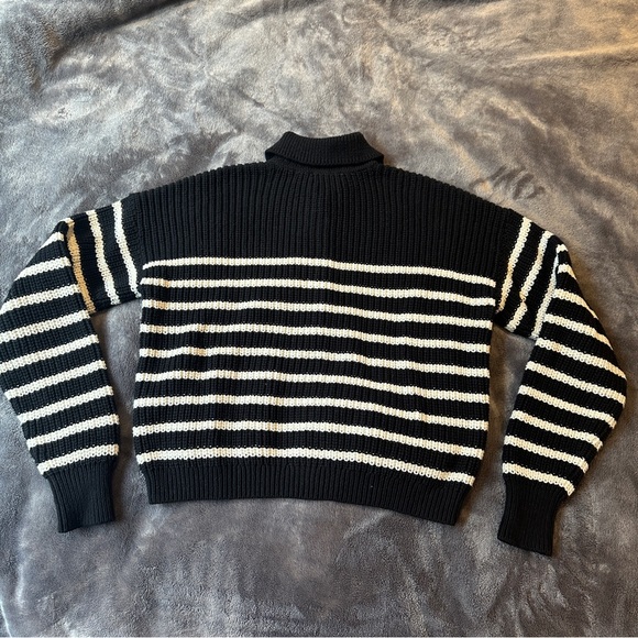 NWOT Madewell Black & White Striped Cardigan Sweater Drop Shoulder Crop Cotton - Picture 7 of 7